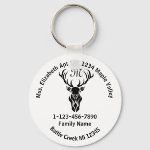 Homenummer van Stag Monogram verloren Sleutelhanger