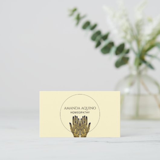Homeopathie Henna Hands Healthcare Visitekaartje (Staand voorkant)