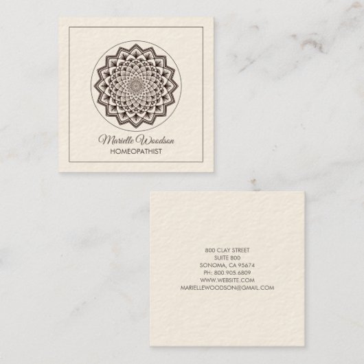 Homeopathie Mandala Symmetry | wit Vierkante Visitekaartje (Voorkant / Achterkant)
