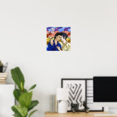 Homepaar in de stijl van de Japanse kunst van Okiy Poster (Thuiskantoor)