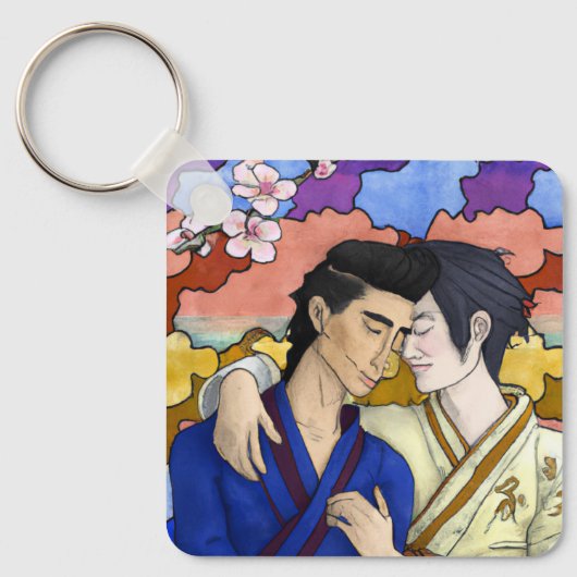 Homepaar in de stijl van de Japanse kunst van Okiy Sleutelhanger (Voorkant)