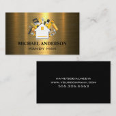 Homepictogram Carpentry Tools | Goud metaal Visitekaartje (Voorkant / Achterkant)