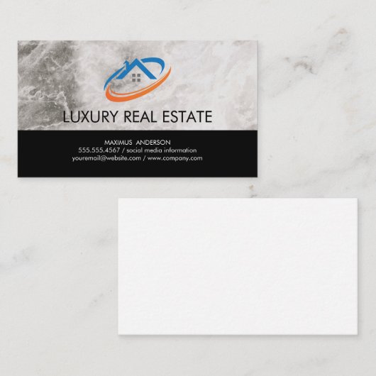 Homepictogram onroerend goed | Marmer Visitekaartje (Voorkant / Achterkant)