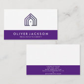 Homepictogram onroerend goed | Paarse trim Visitekaartje (Voorkant / Achterkant)