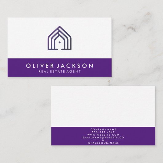 Homepictogram onroerend goed | Paarse trim Visitekaartje (Voorkant / Achterkant)