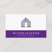 Homepictogram onroerend goed | Paarse trim Visitekaartje (Voorkant)