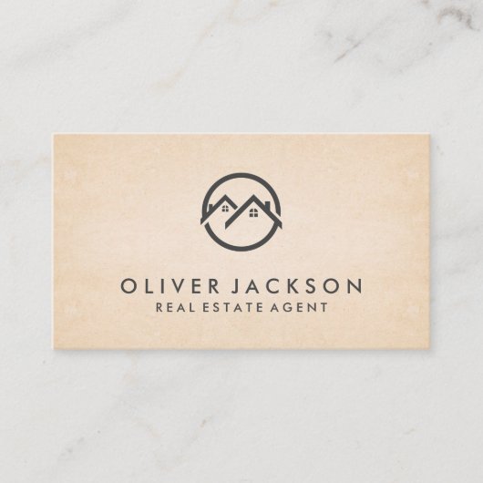 Homepictogram onroerend goed | Papiertextuur Visitekaartje (Voorkant)
