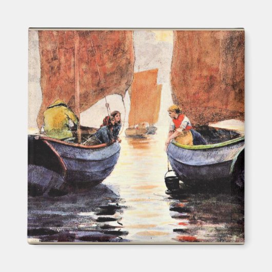 Homer - Afterglow, fijn kunstschilderij, waterverf Magneet (Voorkant)