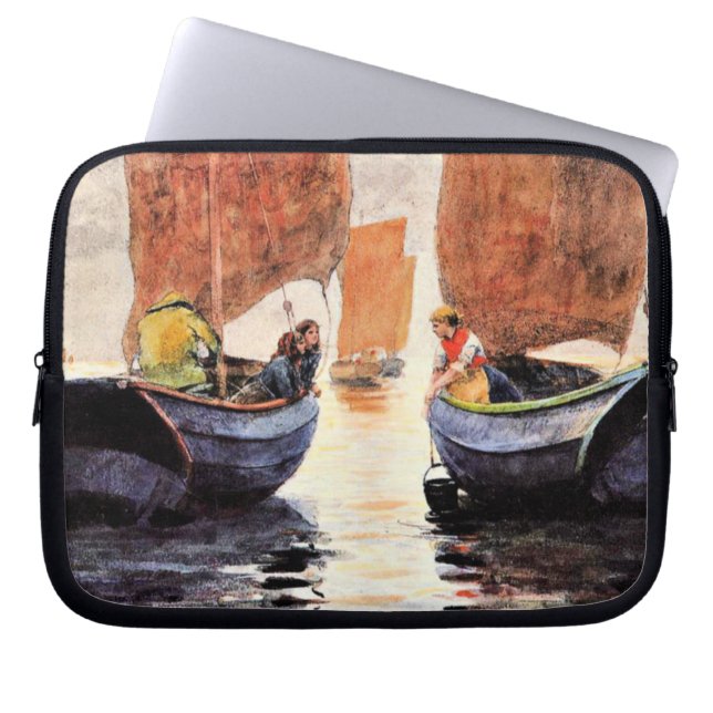 Homer - Afterglow, kunstschilderij waterverf Laptop Sleeve (Voorkant)