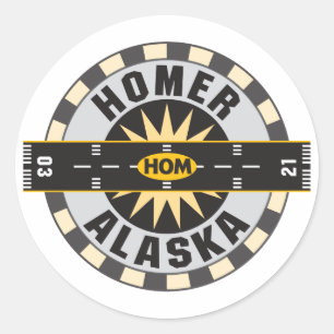 Homer, AK HOM Airport Ronde Sticker