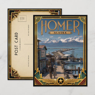 Homer Alaska Vintage Art Deco Gouden Tijdperk Briefkaart