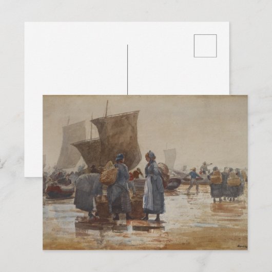 Homer Fisherfolk on Beach at Cullercoats Briefkaart (Voorkant / Achterkant)