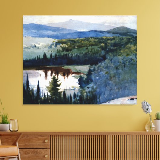 Homer - Indiaans dorp, Adirondacks Canvas Afdruk (Insitu (Woonkamer))