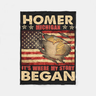 Homer Michigan Usa Vlag 4 juli Fleece Deken
