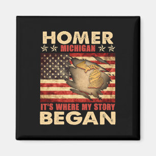 Homer Michigan Usa Vlag 4 Juli  Magneet