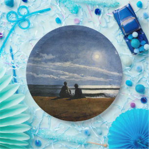 Homer - Moonlight, fijn kunstschilderij, Papieren Bordje