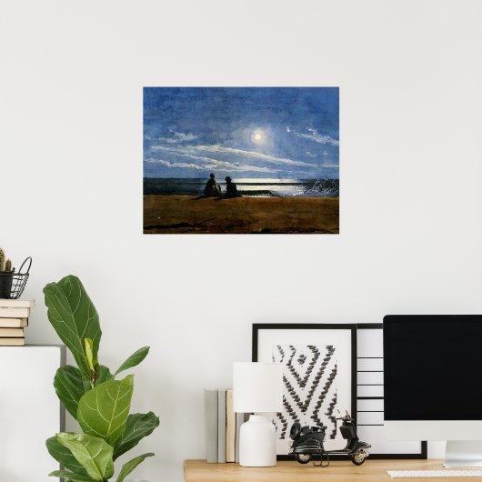 Homer - Moonlight, fijn kunstschilderij, Poster (Thuiskantoor)