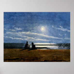 Homer - Moonlight, fijn kunstschilderij, Poster
