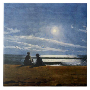 Homer - Moonlight, fijn kunstschilderij, Tegeltje