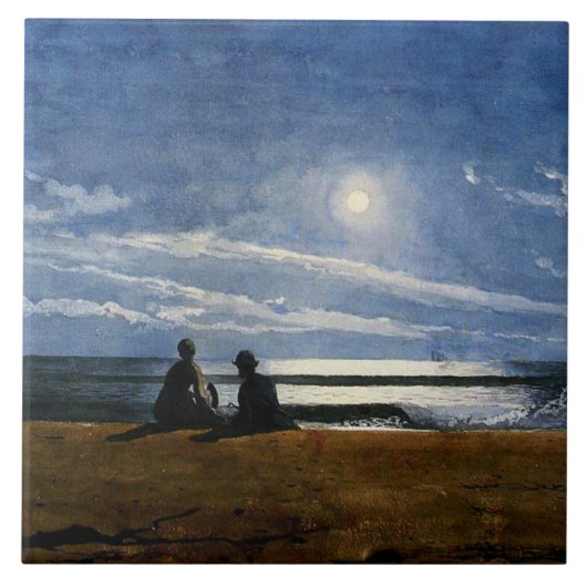 Homer - Moonlight, fijn kunstschilderij, Tegeltje (Voorkant)