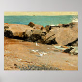 Homer - Rocky Coast and Gulls, fine art Poster (Voorkant)