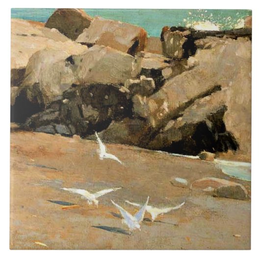 Homer - Rocky Coast and Gulls, fine art Tegeltje (Voorkant)