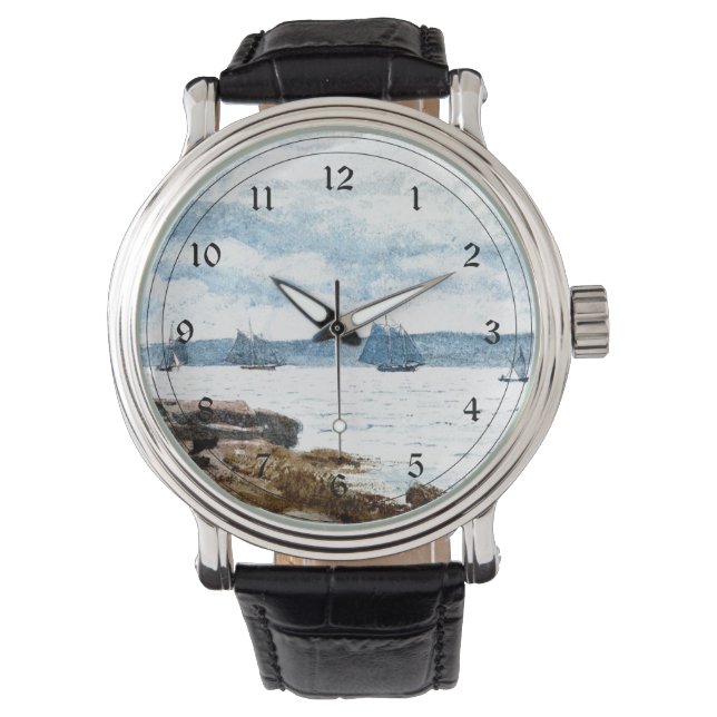 Homer - Sailboten bij Gloucester, schilderij van 1 Horloge (Voorkant)