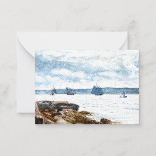 Homer - Sailboten bij Gloucester, schilderij van 1 Notitiekaartje