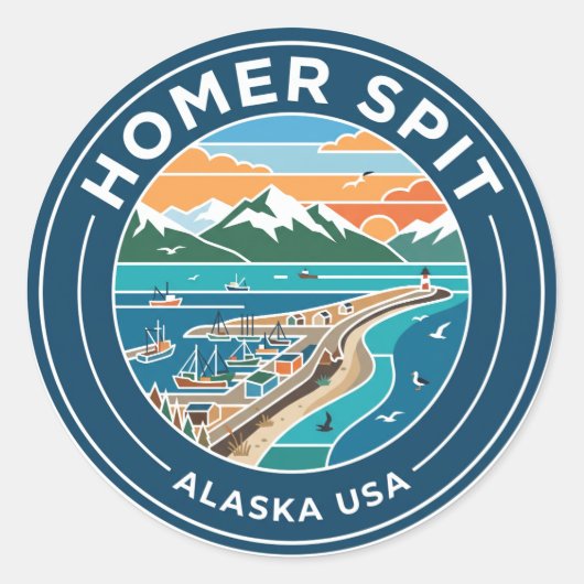 Homer Spit Alaska USA Ronde Sticker (Voorkant)