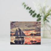 Homer - Sunset Fires, fijn kunstschilderij in wate Briefkaart (Staand voorkant)