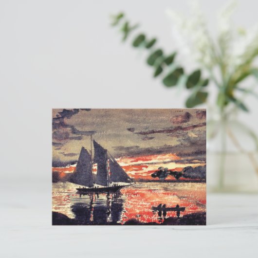 Homer - Sunset Fires, fijn kunstschilderij in wate Briefkaart (Staand voorkant)