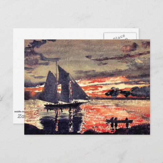 Homer - Sunset Fires, fijn kunstschilderij in wate Briefkaart (Voorkant / Achterkant)