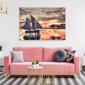 Homer - Sunset Fires, fijn kunstschilderij in wate Canvas Afdruk (Insitu (Woonkamer))