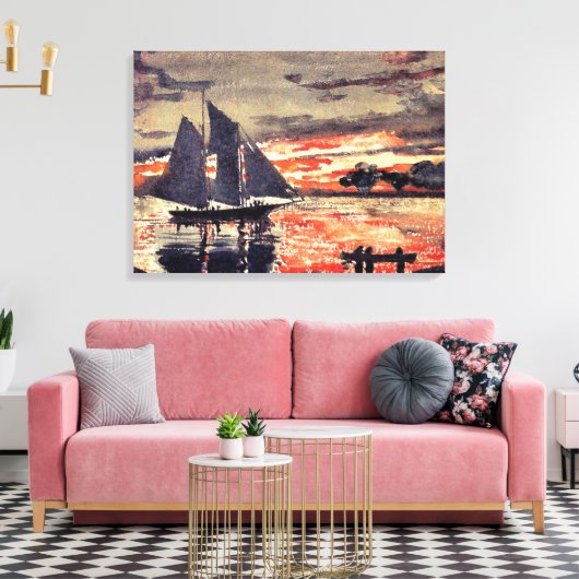 Homer - Sunset Fires, fijn kunstschilderij in wate Canvas Afdruk (Insitu (Woonkamer))