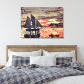 Homer - Sunset Fires, fijn kunstschilderij in wate Canvas Afdruk (Insitu (Slaapkamer))