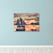 Homer - Sunset Fires, fijn kunstschilderij in wate Canvas Afdruk (Insitu (Houten vloer))