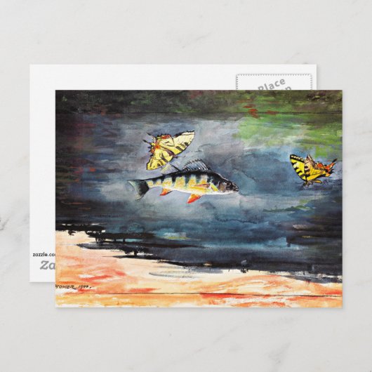 Homer - Vis en Butterflies, beroemd schilderij Briefkaart (Voorkant / Achterkant)