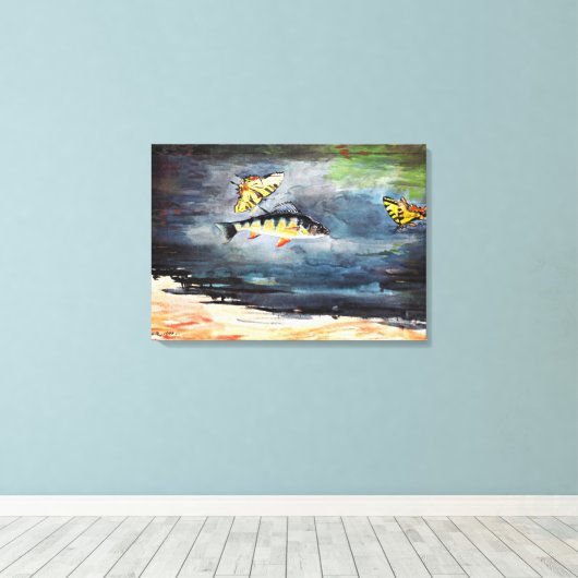 Homer - Vis en Butterflies, beroemd schilderij Canvas Afdruk (Insitu (Houten vloer))