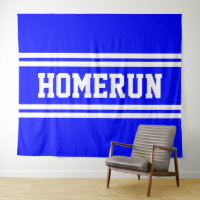 HOMERUN Helderblauw Witte Honkbal Racing Strepen