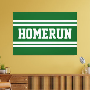 HOMERUN Heldergroen Witte Zomer Baseball Strepen Canvas Afdruk