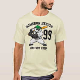 Homerun Heroes Panda Pinstripe Crew T-shirt