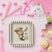 Homerun Hitter Stripe Baseball Beer 1e verjaardag Papieren Bordje (Feest)