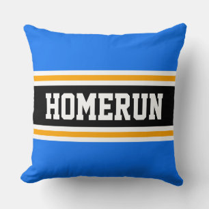 HOMERUN Sportief helderblauw oranje zomergestreept Kussen