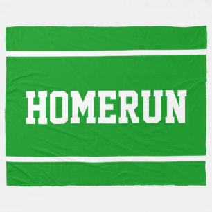 HOMERUN Sportieve Witte Tekst Strepen Op Helder Gr Fleece Deken