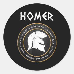 Homerus de Ilias en Odyssee Helden van de Trojaans Ronde Sticker