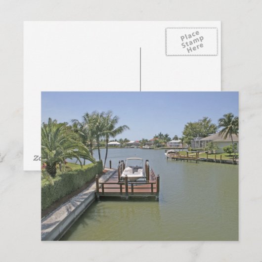 Homes en dokken op het kanaal Marco Island Florida Briefkaart (Voorkant / Achterkant)