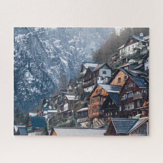 Homes gebouwd in Snowy Mountain Legpuzzel (Horizontaal)