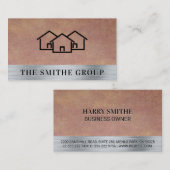 Homes pictogram | Metallic textuur achtergrond Visitekaartje (Voorkant / Achterkant)