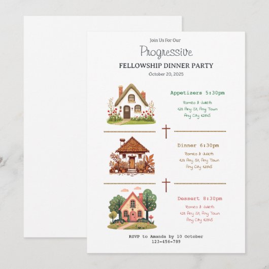 Homes Progressive Fellowship Dinner Invitation Kaart (Voorkant / Achterkant)