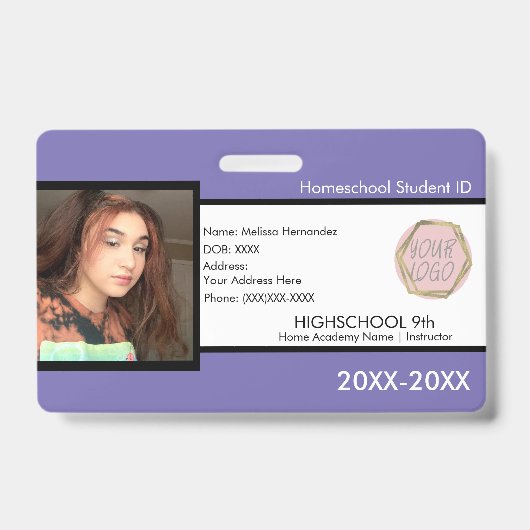 Homeschoing School ID Paars Badge (Voorkant)